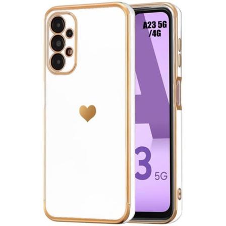 Etui til Samsung Galaxy A23 4G-5G Hvidt silikone hjertemønster Stødsikker Blød anti-ridse