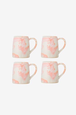 Bloomingville - Winnie Krus, sæt med 4 stk. - Rosa - Kopper & krus - Fra Homeroom