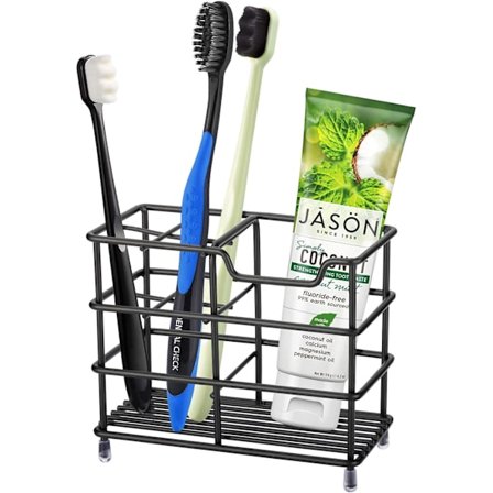 1 st Svart 304 Rostfritt Stål Badrum Tandborsthållare Tandkrämshållare Ställ Badrumstillbehör Organizer