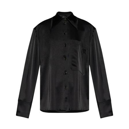 Nanushka ‘Ebba’ satin shirt Sort, Dame Bluser