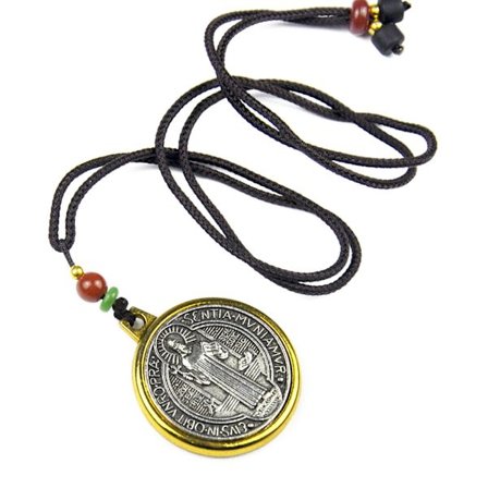 Saint Benedict Medal Hänge Halsband Religiösa Hänge Halsband Religiösa Smycken Legering Material Present för Kvinnor Män