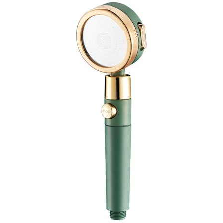 Brusehoved med vand- og smudsafvisende dyse, 3+1 tilstand højtryksbruser, massages brusehovedfilter, et-tryks vandafbrydelse - ABS - Grøn