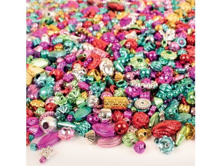 PLAYBOX Plastpärlor metallic 500g - Lyreco - Skola och förskola - Hobbymaterial - Pärlor