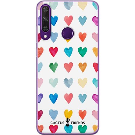 Kompatibelt Mobilskal till Huawei Huawei Y6p Cactus and Friends - Watercolor Love Grid