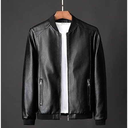 Skinnjakke Herre Bomber Motorsykkel Pu Jakke Pluss Størrelse 8xl Casual Vintage Svart Biker Lomme Glidelåsjakker