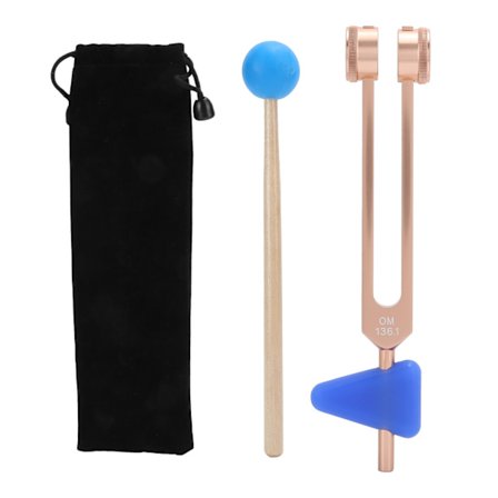 136.1HZ Stemmegaffel i aluminiumslegering, lydhelbredende terapi, stemmegaffel med hammer, rosaguld