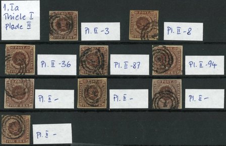 Danmark 1852 - Samling af 4 RBS på 1 indstikskort - Stemplet