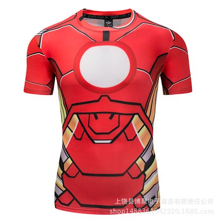 Digital Print Superman Kortærmet Captain America Sports Stramt Tøj Hurtigtørrende Fitness Stretch T-shirt