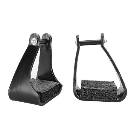 Pom Plast Stigbøjler Western Heste Ridning Sikkerhedssadel Trail Sort Polstret Skum Fodpude-hy