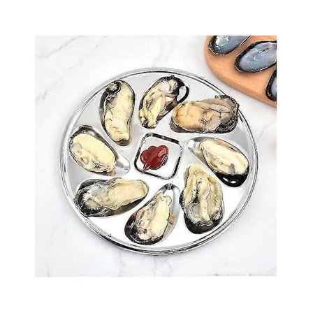 Østersfat Praktisk Sklisikker Rustfritt Stål 8 Spor Saus Sjømat Østers Serveringsfat for Hjemmet HC1303