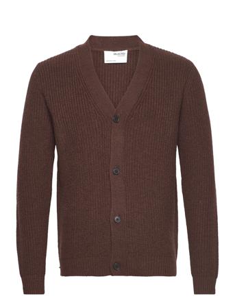 Slhutah Ls Knit Cardigan B Brown Selected Homme