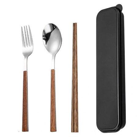 |HH| Rejsesæt med bestik og etui, sundt og miljøvenligt, 3 stk