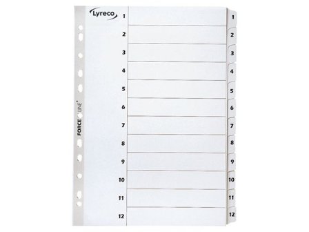 Lyreco Register Mylar A4 1-12 vit - Lyreco - Kontorsmaterial - Pärmar och register - Kartongregister