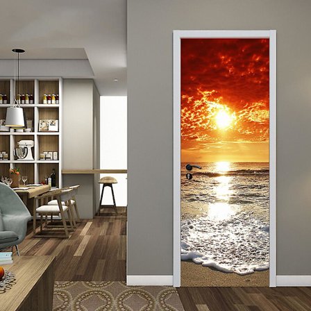 StyleP 77x200cm 3D Ovi Tarra Viinikellari Kuva Tapetit Trompe l'oeil Seinätarrat PVC Vedenkestävä Tapetit Makuuhuoneen Kylpyhuoneen Keittiön Koristelu