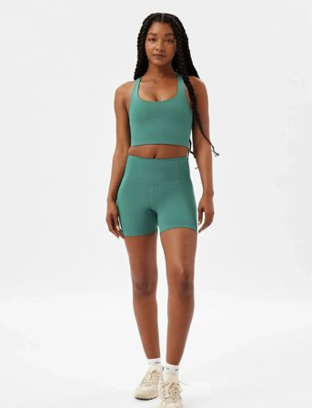 Girlfriend Collective Compressive High-Rise Run Shorts - Green - M