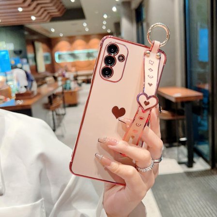 Samsung Galaxy A14 5G Telefon Cover med Håndledsrem (Pink)