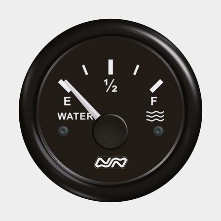 Wassertankanzeiger Nuova Rade Water Tank Level Gauge, beschlagfrei, Ø52 mm, 12 V / 24 V, 0 - 190 Ω, schwarz - Boot