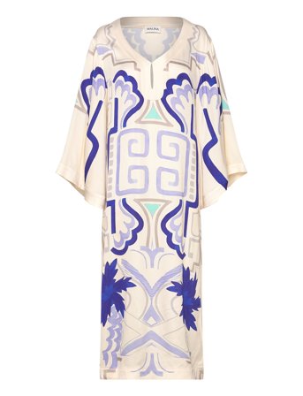 Malina | Manon Printed Satin Kaftan Dress | XS