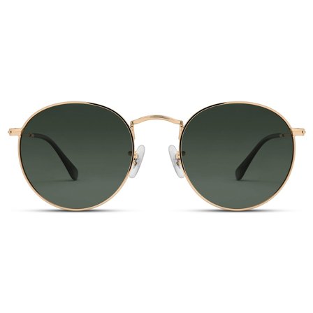 Polarised Round Gold-tone Surgical Steel Sunglasses with Green Lenses for Men - Polarised sunglasses