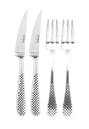 Global Bestick 2 gaffel, kniv Silver 4-PACK