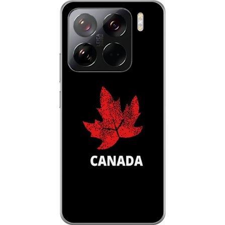 Yhteensopiva Puhelinkuori Xiaomi Xiaomi 15 Pro Graafinen vaahteralogo punaisella mustaa taustaa vasten, jossa on selkeä Kanada-viittaus ja minimalist