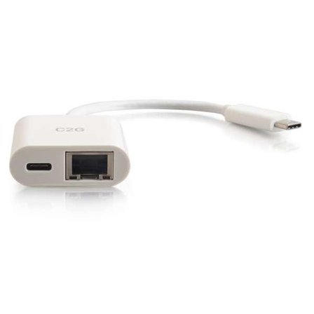 C2G USB C to Ethernet Adapter With Power Delivery - White - nettverksadapter - USB-C - Gigabit Ethernet x 1