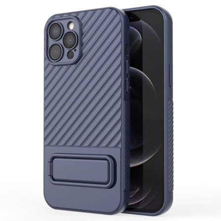 Skyddande reptåligt iPhone 12 Pro Max skal med stativ - Blå