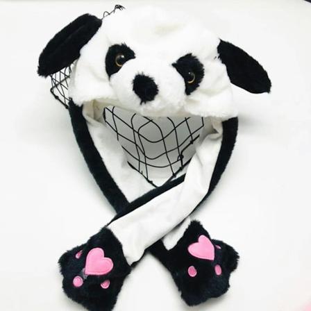 Søt kaninlue med bevegelige ører, myk og morsom leketøy, lue, svart black