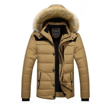 Vinter Løs Herre Tykkere Varm Fritids Bomuldsjakke Hætte Bomuldstøj Herre Bomuldsjakke Herre Khaki Khaki 5XL