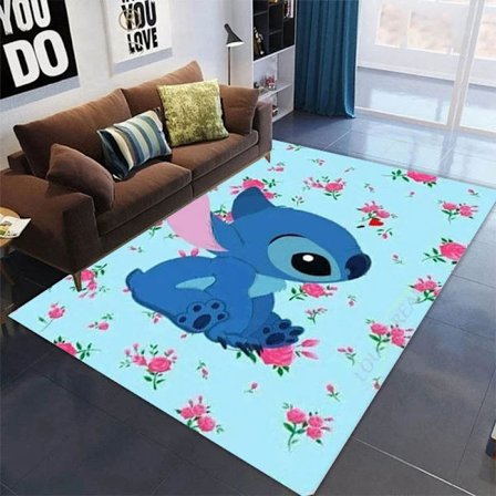 Stitch Disney Teppe Ny Anime Trykt Stue Soverom Teppe Kreativ Tegneserie Sklisikker Barne Krypemat Hjemmedekorasjon