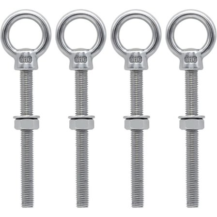 M10 x 100mm Öglebultar M10 Ringskruv med Metrisk Gänga Rostfritt Stål för Fixering och Upphängning, 4st