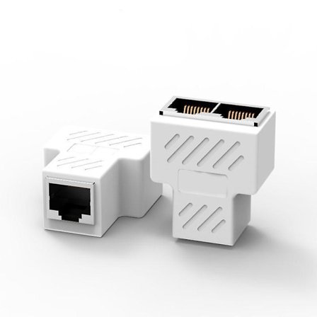 Hvit 2 stk Rj45 Splitter Koblinger Adapter 1 Til 2 Ethernet Splitter Kobler Dobbel Socket Hub Grensesnitt Kontakt Modulær Plugg Koble Nettverk Lan 