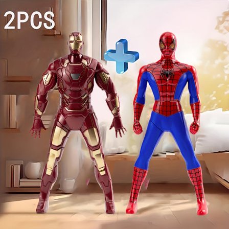 2 st Avengers Actionfigurset: Spider-for Man, Captain America, Hulk & Iron for Man - 18 cm Detaljerad plastmodell med roterande rörelseleksak, Perfekt