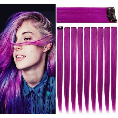 9pcs 21"färgad Klämma I Hårförlängningar Lila Hårförlängningar