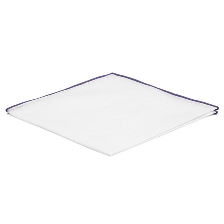 Hvid Lommeklud m. Lavendelblå Kanter til mænd - Ensfarvede lommeklude