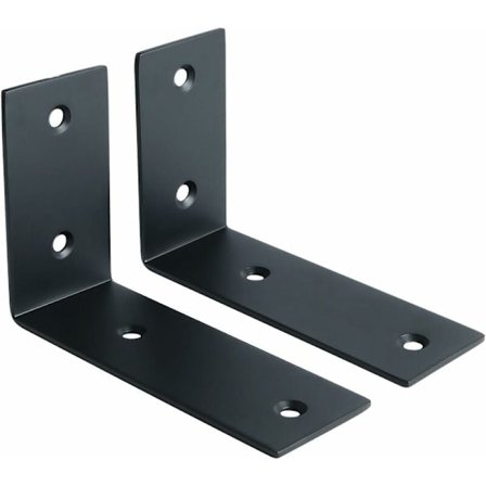 Bred Hyldebeslag Hjørnebeslag Justerbar Glas/Træ Hyldebeslag med Skruer Mat Sort Rustfrit Stål 2 Stykker EJW2100B-2P