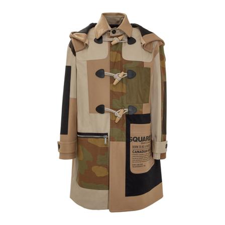 Dsquared2 Camouflage Panelled Hooded Frakke Brun, Herre Frakker
