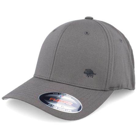 Hunter - Grijs flexfit Cap - Tiny Boar Wooly Combed Dark Grey Flexfit @ Hatstore