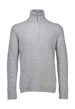 Lindbergh Lambswool half zip knit oversize collar Stickat Herr Grå L