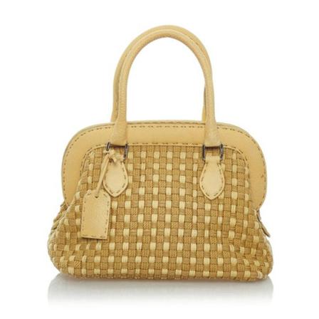 Fendi Vintage Pre-owned Raffia HandTas , Geel , Dames , Maat: ONE Size Vintage Tassen