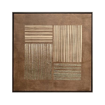 Seinätaide kankaalle kehyksellä, 82.6x82.6cm, Ruskeanbeige