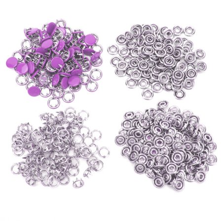 100 set tryckknappar färgglada mässing klor press stud sömnadsfästen med installationsverktygHibiscus lila
