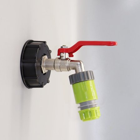 IBC Kran 1/2 Tomme IBC Hagekran Kontainer Uttakskran Adapter S60x6, Frostsikker Messingkuleventil Uttaksventil for Va