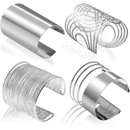 4 stk Lmell Arm Mansjett Øvre Arm Mansjett Armbånd Bangel Sølv Spiral Armbånd Åpen