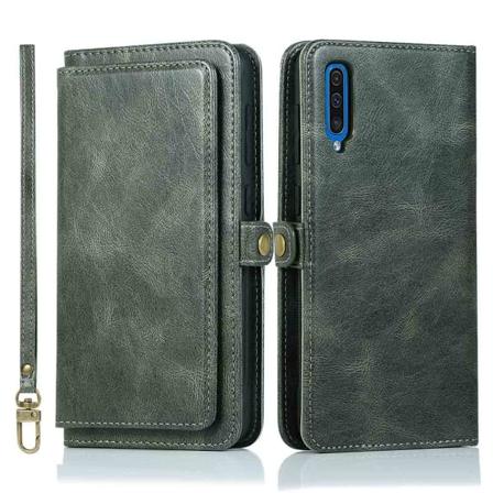 TG Samsung Galaxy A50 - Stilig Dobbelfunksjons Lommebokveske Mørkegrønn