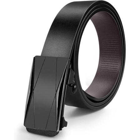 Herrbälte, herrläderbälte svart med automatiskt spänne, herr