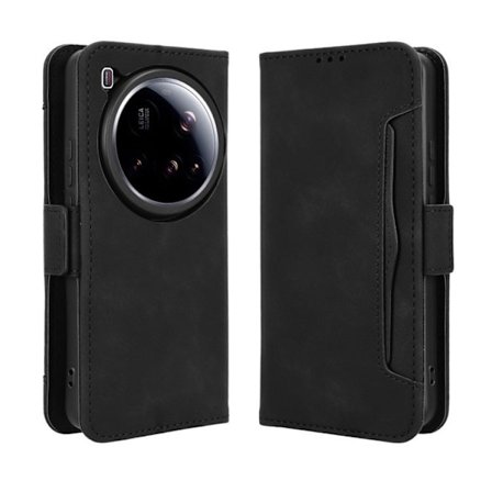 Xiaomi 15 Ultra läderfodral plånboksfodral för telefon med flera kortplatser - Svart