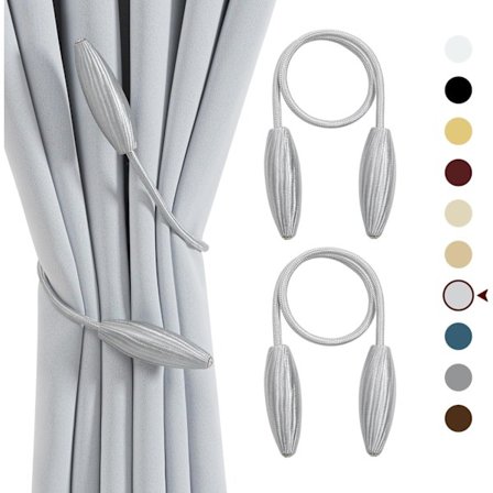 Stilige Gardinholdere til Gardiner med Boringsfri Installation, Sølvgrå, Pakke med 2, Grå