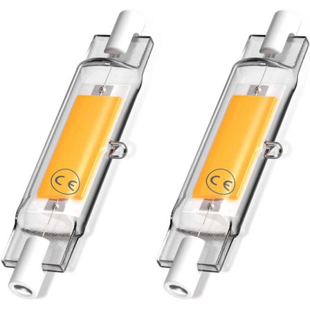 5W R7s 78MM J78 COB-hehkulankamallinen LED-lamppu, 500 lumenia 360 astetta, halogeenilamppu 30W 48W 50W vastaa, (2 kpl, 4000K päivänvalo)
