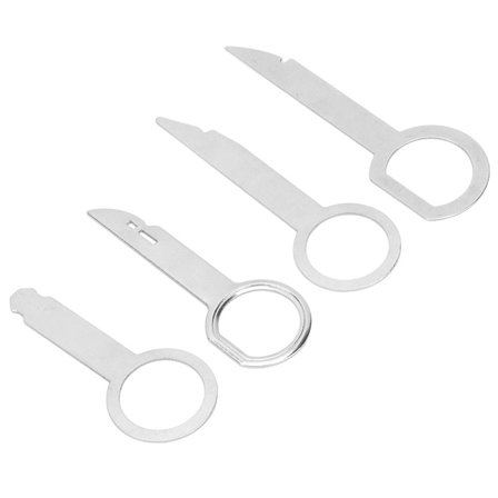 4 kappaletta ruostumattomasta teräksestä valmistettua autoradion irrotusavainta - autoradion irrotustyökalu